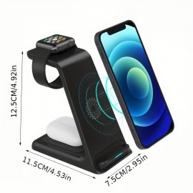 15W Wireless Charger Stand Pad For IPhone 14 13 12 11 X iWatch 3 In 1 Fast Charging Dock Station For Airpods Pro IWatch 8 7