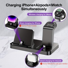 3-in-1 Wireless Charger Stand Dock: Charging Station For Watch, For Airpods Pro 2/3, For IPhone 14/13/11/XR/XS/X/8/7