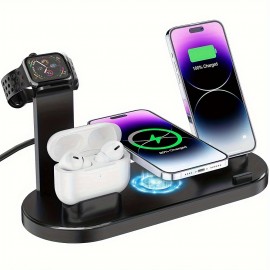 15W Fast Charging Station, Folding Wireless Charger Stand For Samsung For IPhone 14,13,12,11/Pro/Max/Mini/Plus, X, XR, XS/Max, SE, 8/Plus, For Apple Watch 1-8, Airpods 3/2/Pro