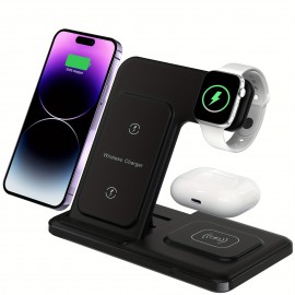 3 In 1 Wireless Charging Station For iWatch Ultra 9 8 7 6 5 4 3 2 SE Airpods Pro 3 Pro2 Multiple Devices Folding Wireless Charger Stand For iPhone 15 14 13 11 And Earlier Series