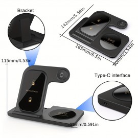 Wireless Charging Station For IPhone Multiple Devices Foldable 3 In 1 Fast Charger Station Stand Dock For IWatch Series 8, 7, 6, SE, 5, 4, 3, 2, Airpods Pro 3, 2, IPhone 14Pro, 14, 13, Pro Max, 13 ,12, 11 Pro, X ,Max ,XS, XR, 8