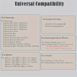 Wireless Charging Station For Samsung And Android Multiple Devices 4 In 1 Foldable Fast Wireless Charger Dock Stand For Phone Galaxy Z Flip 4/3 Z Fold S23 S22 S20 Ultra, Galaxy Watch 5/4/3 Galaxy Buds