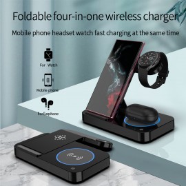 Wireless Charging Station For Samsung And Android Multiple Devices 4 In 1 Foldable Fast Wireless Charger Dock Stand For Phone Galaxy Z Flip 4/3 Z Fold S23 S22 S20 Ultra, Galaxy Watch 5/4/3 Galaxy Buds