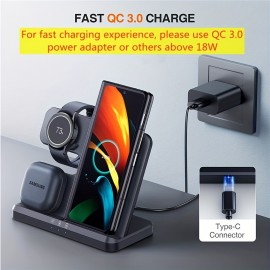 3 In 1 Wireless Charger Stand For Samsung S22 S21 S20 S10 Ultra Note Galaxy Watch 5 4 Active Buds 15W Fast Charging Dock Station
