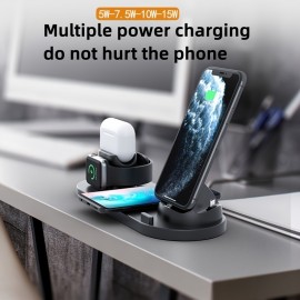 5 In 1 Wireless Charger Bracket Station Type-C Charging Stand For IPhone 14 13 12 11 Pro Max Samsung Xiaomi Desk Chargers For Watch Airpods