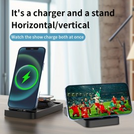3 In 1 Wireless Charger Foldable For IPhone 14 13 12 11 X Pro Max For Apple Watch 8 7 6 5 For Airpods Fast Charging Dock Station Portable 3 In 1 Foldable Wireless Charger Stand Dock.