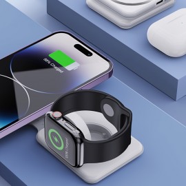 2-in-1 Wireless Charger. Magnetic Suction Folding Mobile Phone Holder, Suitable For IPhone Desktop Fast Charging.