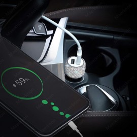 Dual-USB Car Charger Bling USB Fast Charging Phone Adapter In Car For IPhone Xiaomi Samsung 5V 2.1A Dual Port Car Charger