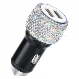 Dual-USB Car Charger Bling USB Fast Charging Phone Adapter In Car For IPhone Xiaomi Samsung 5V 2.1A Dual Port Car Charger