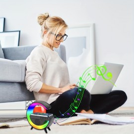 New Wireless  Speakers With Wireless Fast Charging, Rhythm RGB Light, Bar Smart Light, Sunrise Alarm Clock, Wake Up Light For Bedrooms, Dimmable Table Lamp