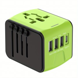 Travel Adapter Worldwide, Travel Plug Adapter Worldwide With Type C 3 USB Ports And AC Socket, Universal Travel Plug Adapter For Travel, USA, UK, Italy, Australia, Canada, Germany, Black