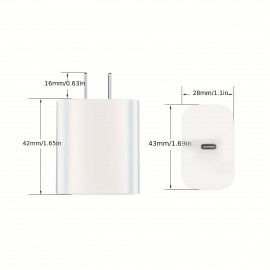 2packs For Iphone Fast Charger 20w Mobile Phone Power Adapter Wall Quick Plug Quick Charge Distribution Charge Cable For Apple Tablet Apple Phone PD20W Quick Charger