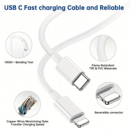 3 Sets PD 25W Fast Charging Head + 39.37inch For iPhone Data Cable For IPhone/iPad