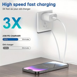 3 Sets PD 25W Fast Charging Head + 39.37inch For iPhone Data Cable For IPhone/iPad