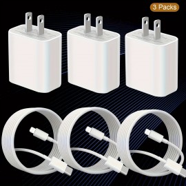 For Iphone Fast Charging 20w Mobile Phone Power Adapter Wall Quick Plug Quick Charge Distribution Data Cable For Apple Iphone PD20W Quick Charge Head With 39.37inch/3.3ft Cable