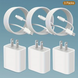 For Iphone Fast Charging 20w Mobile Phone Power Adapter Wall Quick Plug Quick Charge Distribution Data Cable For Apple Iphone PD20W Quick Charge Head With 39.37inch/3.3ft Cable