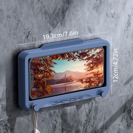Shower Mobile Phone Holder Waterproof Wall Mounted With Hook Up, Waterproof Touchable Case Wall Mounted Bath Bathroom Phone Shelves Storage Box For Bathtub Kitchen Toilet