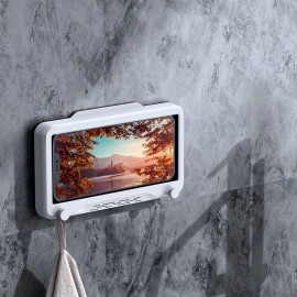 Shower Mobile Phone Holder Waterproof Wall Mounted With Hook Up, Waterproof Touchable Case Wall Mounted Bath Bathroom Phone Shelves Storage Box For Bathtub Kitchen Toilet