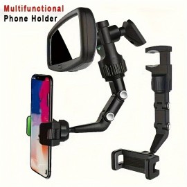 Car Mobile Phone Holder Multi-functional 360° Rotating Inspection Mirror Seat Suspension Rearview Mirror Rear Pillow Office Desk Kitchen Multi-scene Universal Mobile Phone Holder Mobile Phone Holder