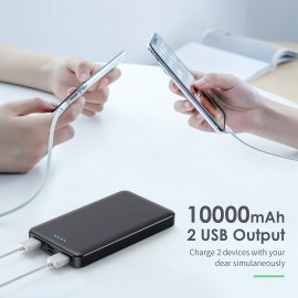 Portable Charger Power Bank 10000mAh Ultra Slim Design Portable Phone Charger With Type C Input & 2 Output Backup Charging External Battery Pack For Smart Phone, Android Phone,Tablet Etc.Compatible With IPhone 15 14 13,12 11 X 8 7 6 , Samsung S20,