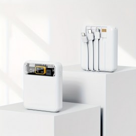 10000 MAh Power Bank Comes With 4 Wires  Fast Charging Transparent Mobile Power Supply For Iphone Samsung Xiaomi Oppo Intelligent Devices