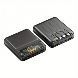 10000 MAh Power Bank Comes With 4 Wires  Fast Charging Transparent Mobile Power Supply For Iphone Samsung Xiaomi Oppo Intelligent Devices