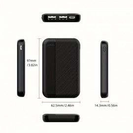 Mini Power Bank 5000mAh For Phone Chaging, Portable Slim Small Battery Dual USB For Travel Phone Charger