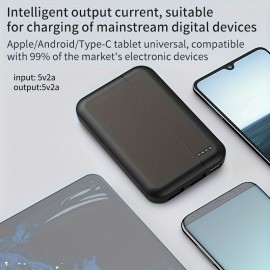 Mini Power Bank 5000mAh For Phone Chaging, Portable Slim Small Battery Dual USB For Travel Phone Charger