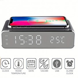 Wireless Charger Thermometer Alarm Clock Wireless Charger Mobile Phone Watch Clock Three-in-one LED Wireless Charging