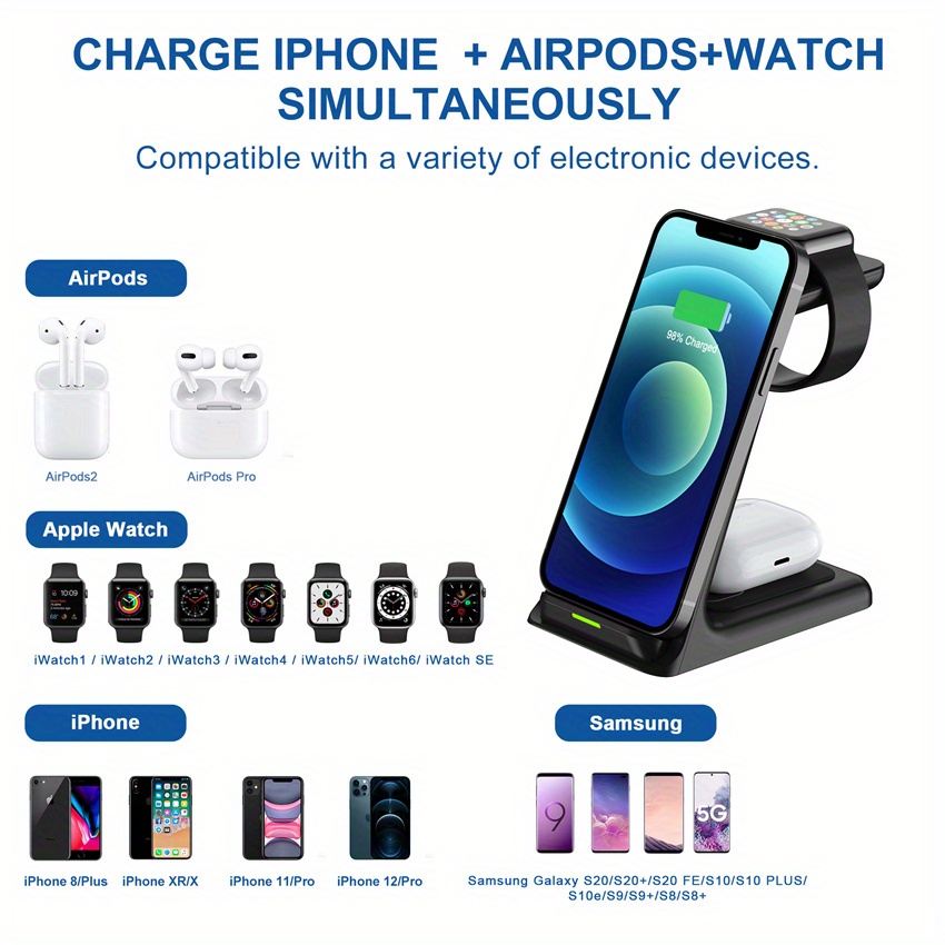 15w wireless charger stand pad for iphone 14 13 12 11 x iwatch 3 in 1 fast charging dock station for airpods pro iwatch 8 7 details 8