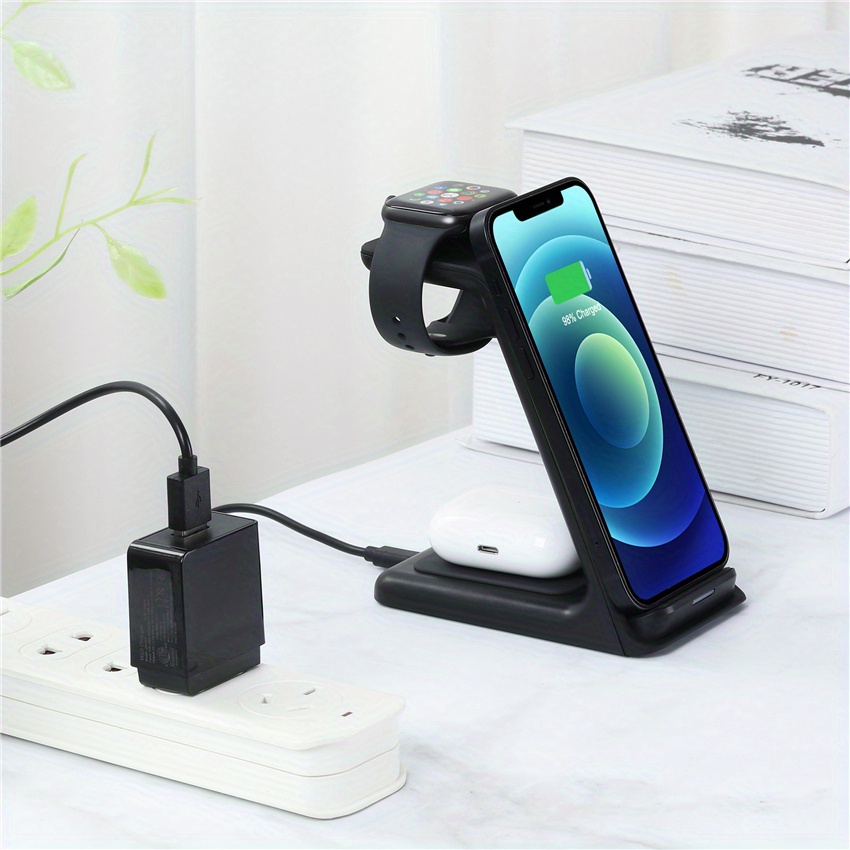 15w wireless charger stand pad for iphone 14 13 12 11 x iwatch 3 in 1 fast charging dock station for airpods pro iwatch 8 7 details 9