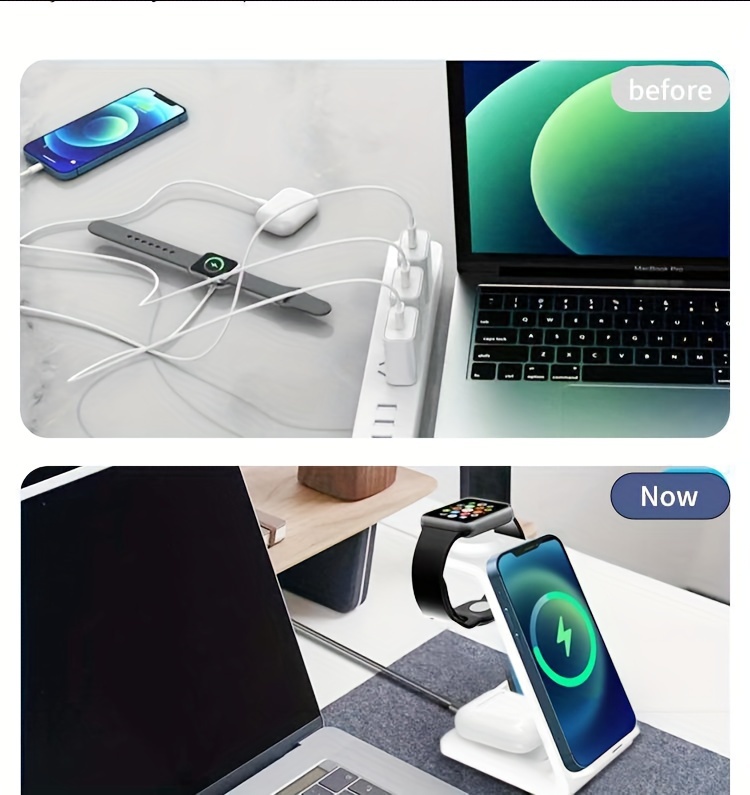 multifunctional wireless charger-3 in 1 multifunctional wireless charger charging station mobile phone holder for iphone iwatch airpods details 3