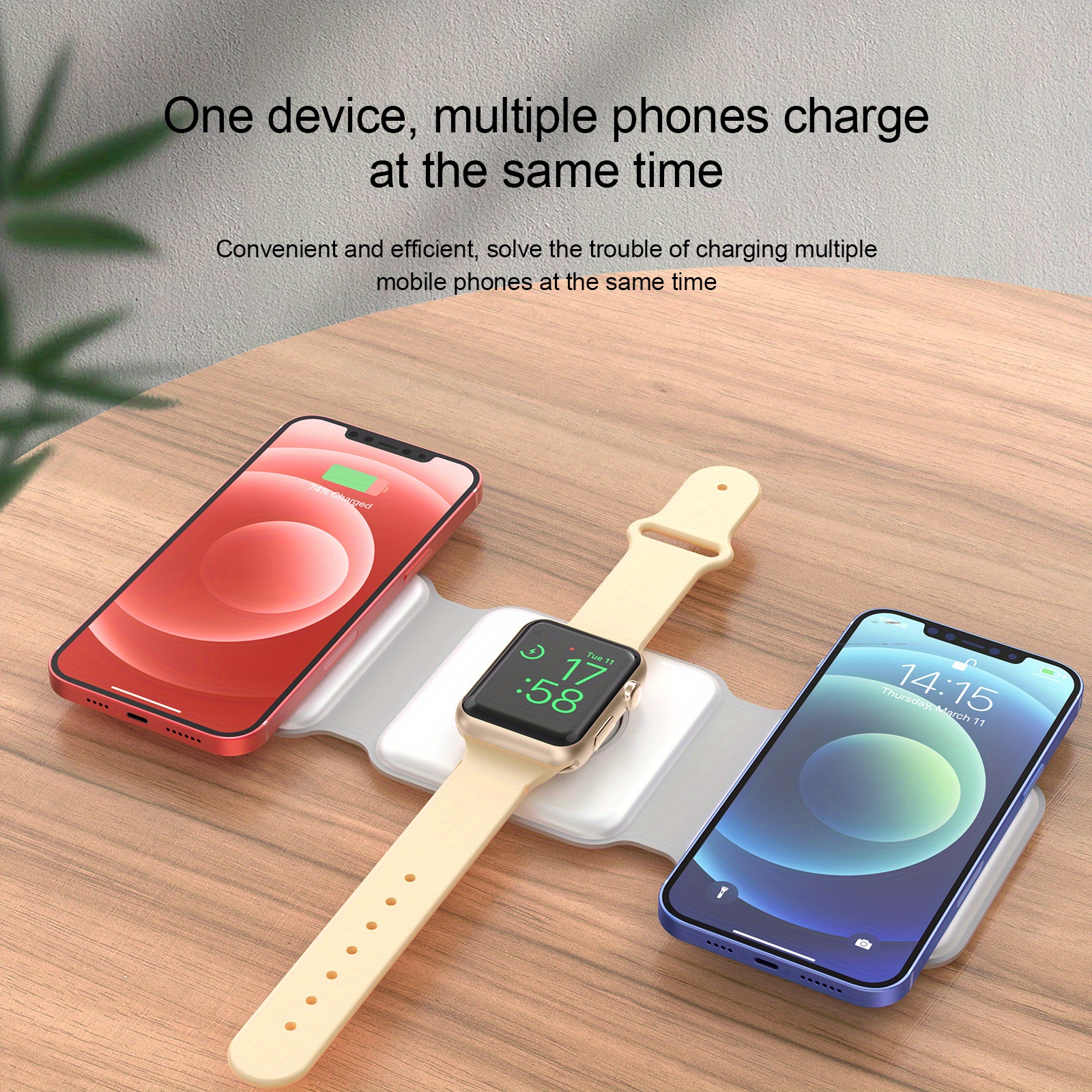 3 in 1 wireless charger for iphone magnetic foldable 3 in 1 charging station travel charger for multple devices for iphone 14 13 12 series airpods 3 2 pro iwatch adapter included details 3