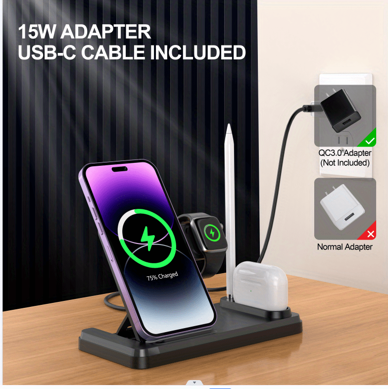 multifunctional 4 in 1 wireless charger mobile phone wireless charging dock for watch headset details 5