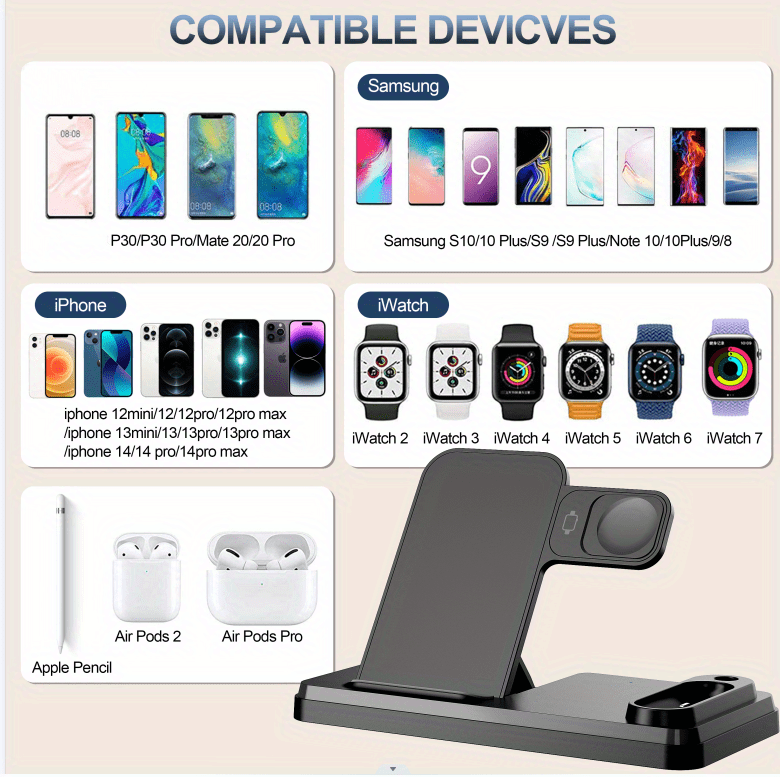 multifunctional 4 in 1 wireless charger mobile phone wireless charging dock for watch headset details 6