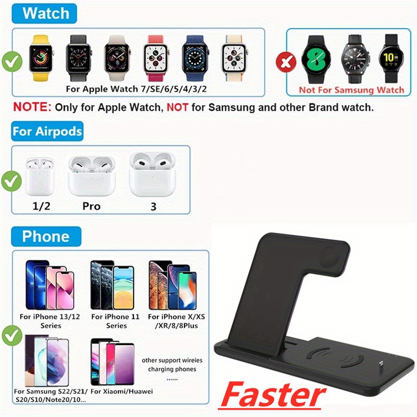 15w 4 in 1 wireless charger stand pad for iphone 14 13 12 apple watch 15w foldable fast charging dock station for airpods pro iwatch details 4