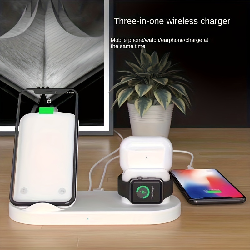 3 in 1 15w fast charging charger for mobile phones desktop stand wireless charger for watch earphone mobile phone details 1