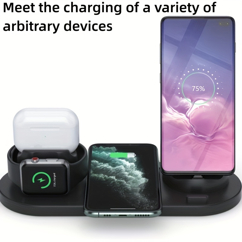 5 in 1 wireless charger bracket station type c charging stand for iphone 14 13 12 11 pro max samsung xiaomi desk chargers for watch airpods details 3