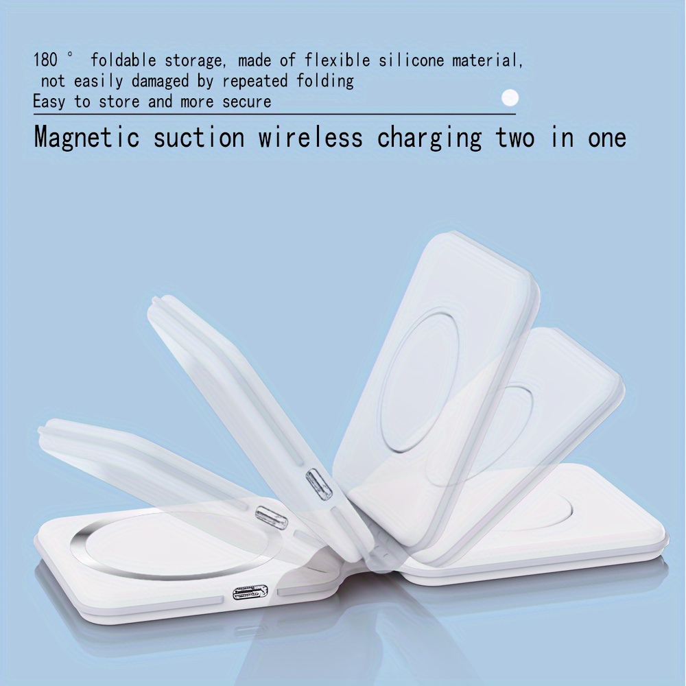 2 in 1 wireless charger magnetic suction folding mobile phone holder suitable for iphone desktop fast charging details 0