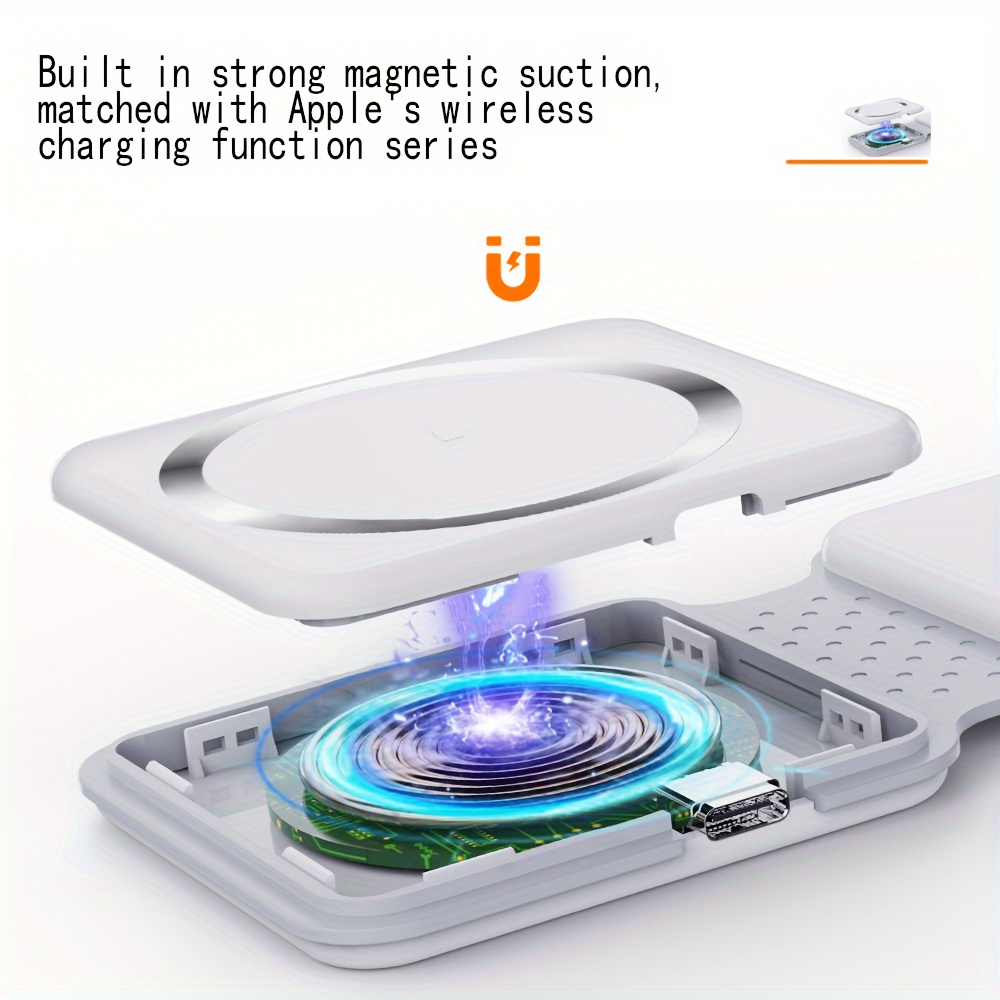 2 in 1 wireless charger magnetic suction folding mobile phone holder suitable for iphone desktop fast charging details 4