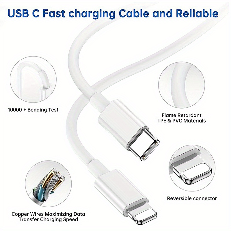 3 sets pd 25w fast charging head 39 37inch for iphone data cable for iphone ipad details 3